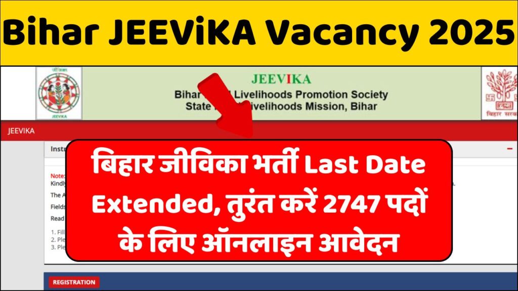 Bihar JEEViKA Vacancy 2025: बिहार जीविका भर्ती Last Date Extended, तुरंत करें 2747 पदों के लिए ऑनलाइन आवेदन